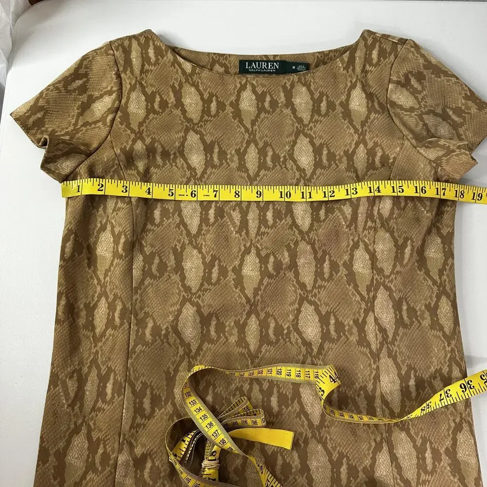 Lauren Ralph‎ Lauren Dress Womens Medium Snake Print Sheath Stretch Midi Chic